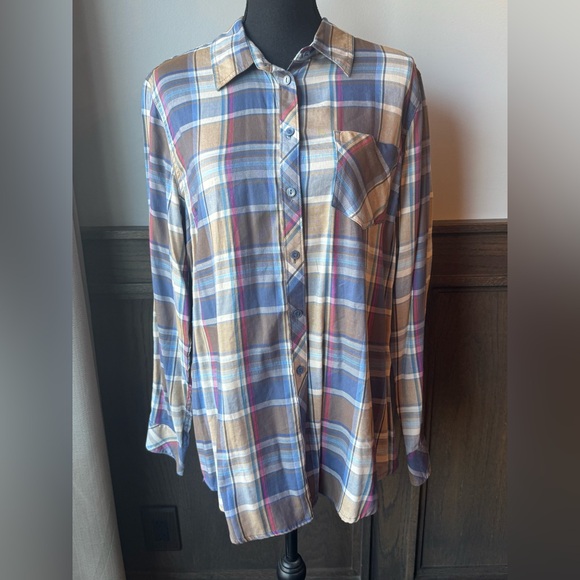 Bit & Bridle Tops - Bit & Bridle Multicolor Plaid Button Down Shirt EUC Large